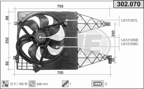 AHE 302.070 - Ventola, Raffreddamento motore autozon.pro