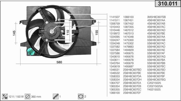 AHE 310.011 - Ventola, Raffreddamento motore autozon.pro