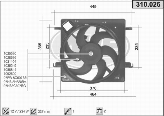 AHE 310.026 - Ventola, Raffreddamento motore autozon.pro