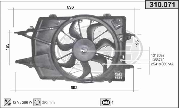 AHE 310.071 - Ventola, Raffreddamento motore autozon.pro