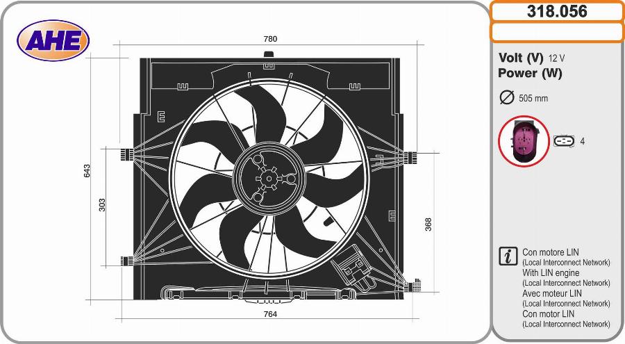 AHE 318.056 - Ventola, Raffreddamento motore autozon.pro