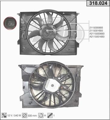 AHE 318.024 - Ventola, Raffreddamento motore autozon.pro