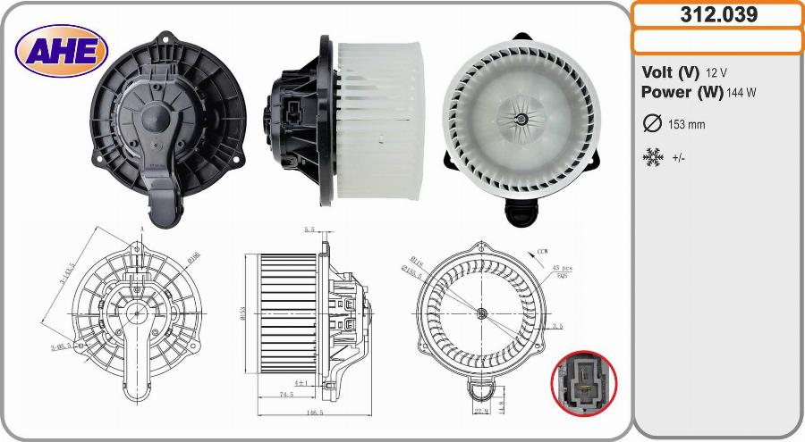 AHE 312.039 - Ventilatore abitacolo autozon.pro