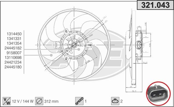 AHE 321.043 - Ventola, Raffreddamento motore autozon.pro