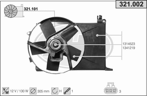 AHE 321.002 - Ventola, Raffreddamento motore autozon.pro