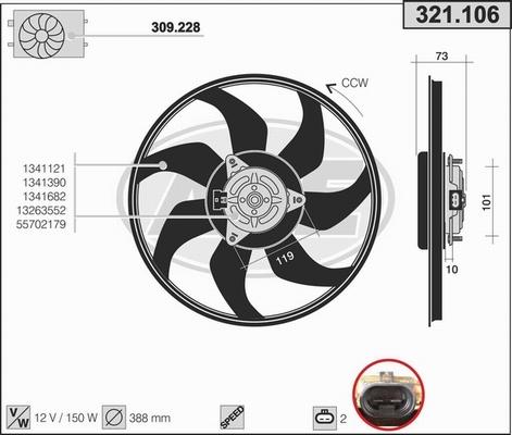 AHE 321.106 - Ventola, Raffreddamento motore autozon.pro