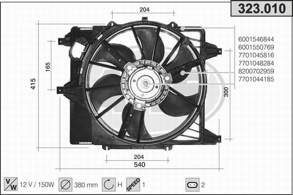 AHE 323.010 - Ventola, Raffreddamento motore autozon.pro