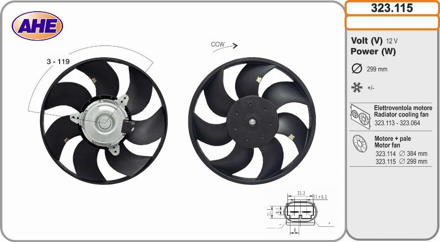 AHE 323.115 - Ventola, Raffreddamento motore autozon.pro