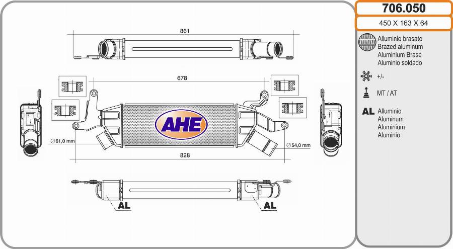 AHE 706.050 - Intercooler autozon.pro