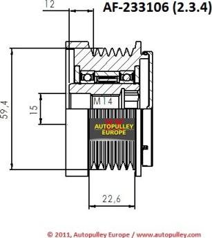 AINDE AF233106 - Puleggia cinghia, Alternatore autozon.pro