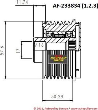 AINDE AF233834 - Puleggia cinghia, Alternatore autozon.pro