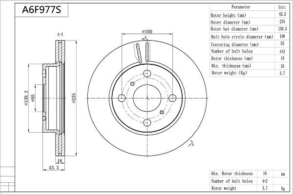 Aisin A6F977S - Discofreno autozon.pro