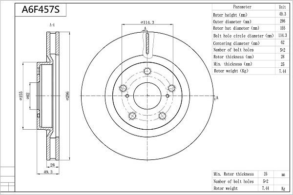 Aisin A6F457S - Discofreno autozon.pro