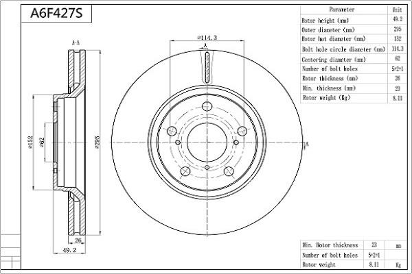 Aisin A6F427S - Discofreno autozon.pro