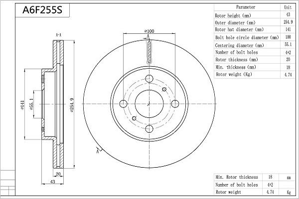 Aisin A6F255S - Discofreno autozon.pro