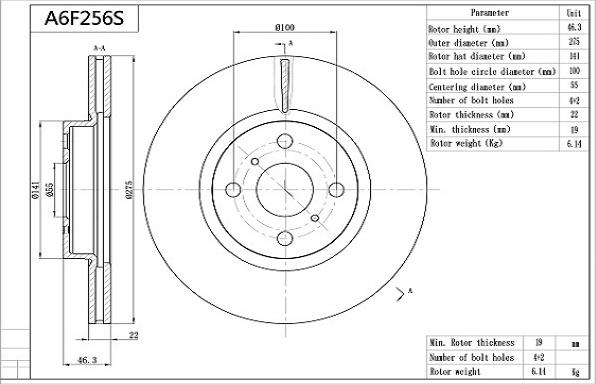 Aisin A6F256S - Discofreno autozon.pro