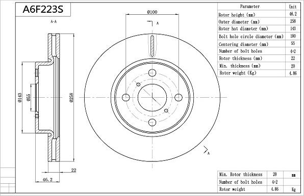 Aisin A6F223S - Discofreno autozon.pro