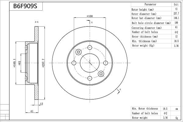 Aisin B6F909S - Discofreno autozon.pro