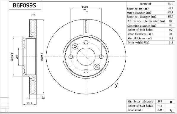 Aisin B6F099S - Discofreno autozon.pro