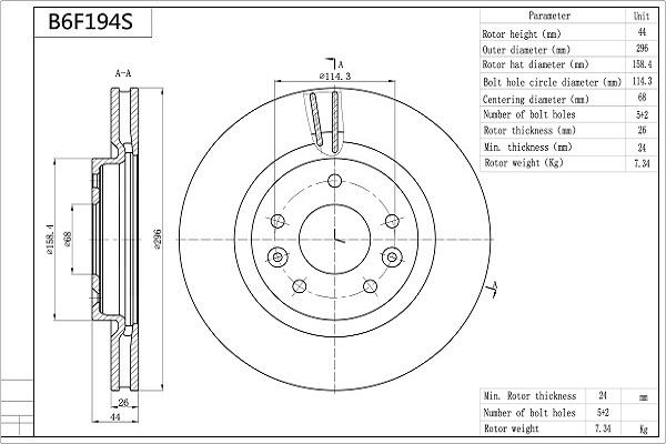 Aisin B6F194S - Discofreno autozon.pro