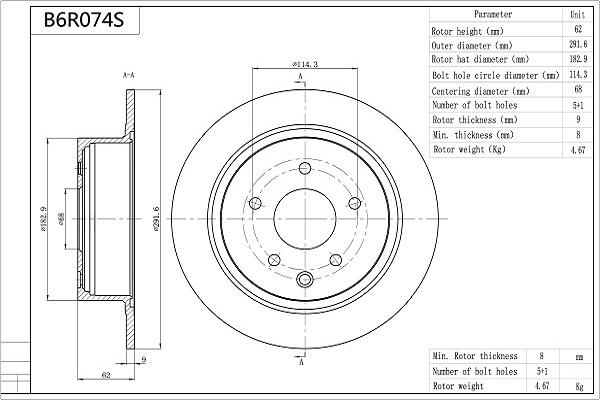 Aisin B6R074S - Discofreno autozon.pro