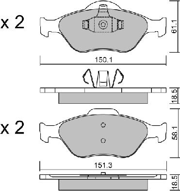 Aisin BPFO-1008 - Kit pastiglie freno, Freno a disco autozon.pro