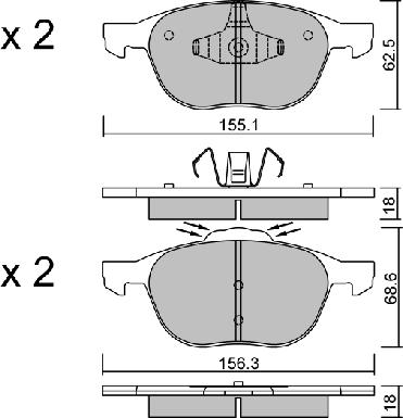 Aisin BPFO-1016 - Kit pastiglie freno, Freno a disco autozon.pro