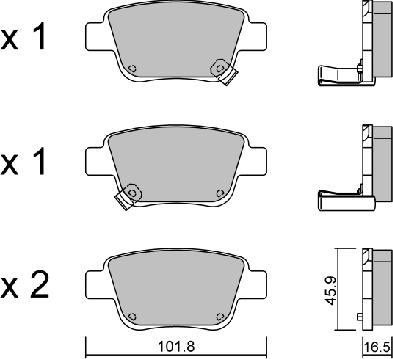 Aisin BPTO-2002 - Kit pastiglie freno, Freno a disco autozon.pro