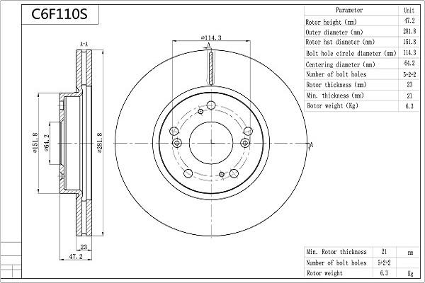 Aisin C6F110S - Discofreno autozon.pro