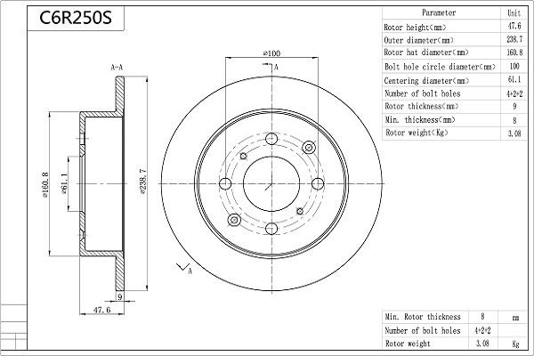 Aisin C6R250S - Discofreno autozon.pro