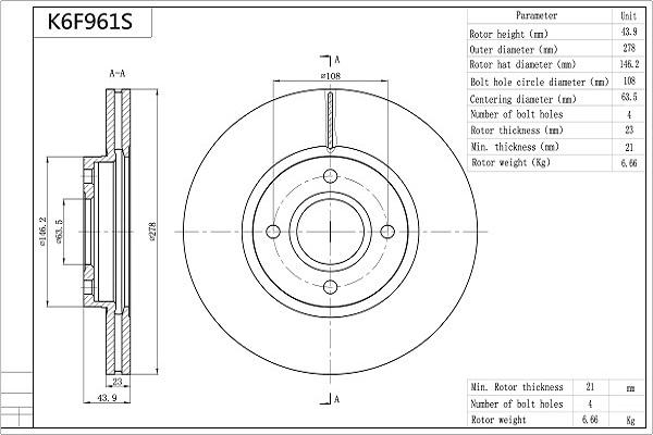 Aisin K6F961S - Discofreno autozon.pro