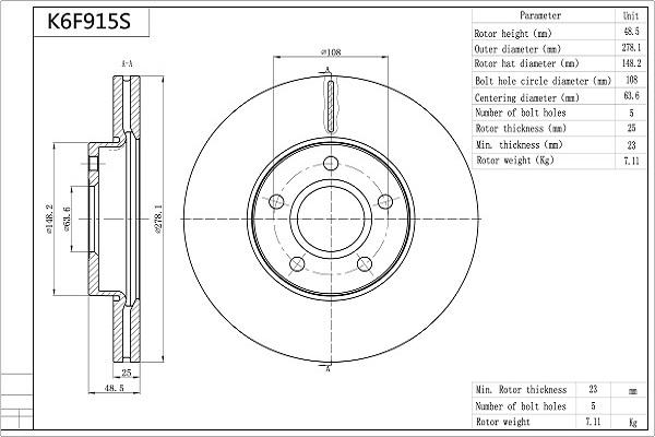 Aisin K6F915S - Discofreno autozon.pro