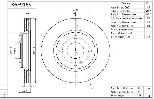 Aisin K6F916S - Discofreno autozon.pro