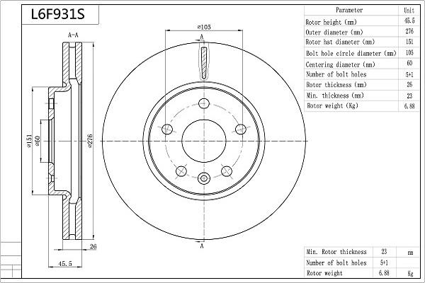 Aisin L6F931S - Discofreno autozon.pro