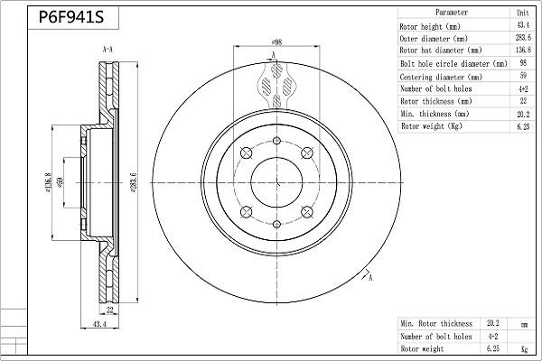 Aisin P6F941S - Discofreno autozon.pro