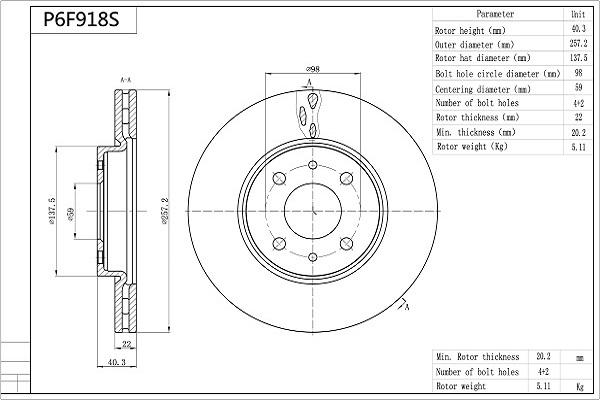 Aisin P6F918S - Discofreno autozon.pro