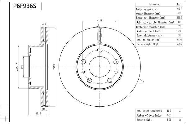 Aisin P6F936S - Discofreno autozon.pro