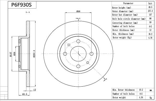 Aisin P6F930S - Discofreno autozon.pro