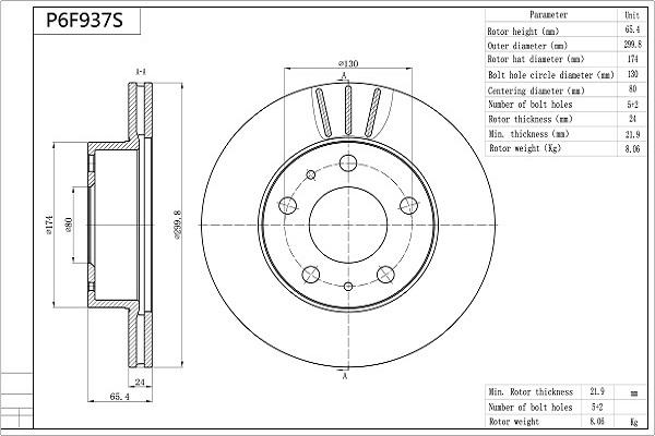 Aisin P6F937S - Discofreno autozon.pro