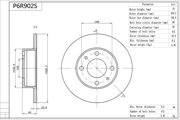 Aisin P6R902S - Discofreno autozon.pro