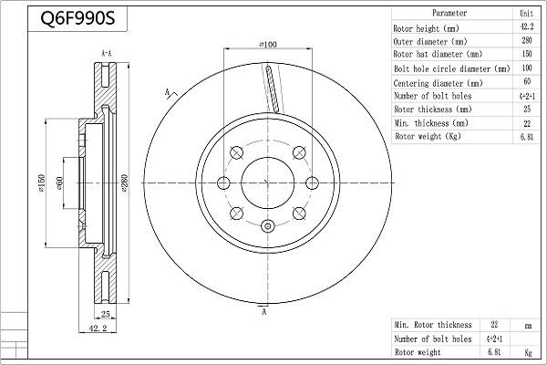 Aisin Q6F990S - Discofreno autozon.pro