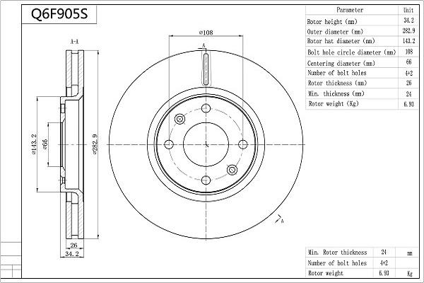 Aisin Q6F905S - Discofreno autozon.pro