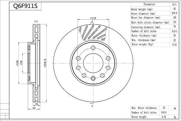 Aisin Q6F911S - Discofreno autozon.pro