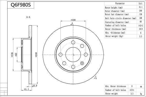 Aisin Q6F980S - Discofreno autozon.pro