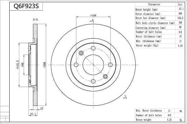 Aisin Q6F923S - Discofreno autozon.pro