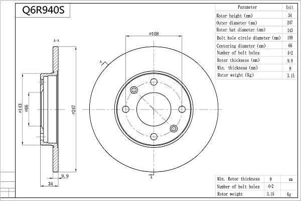 Aisin Q6R940S - Discofreno autozon.pro