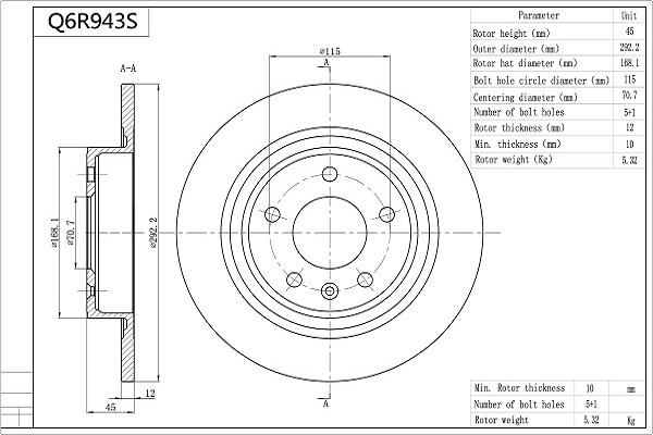 Aisin Q6R943S - Discofreno autozon.pro