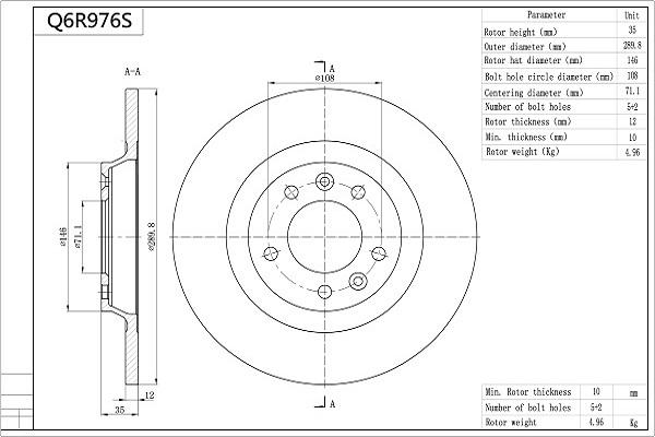 Aisin Q6R976S - Discofreno autozon.pro