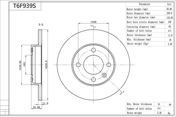 Aisin T6F939S - Discofreno autozon.pro