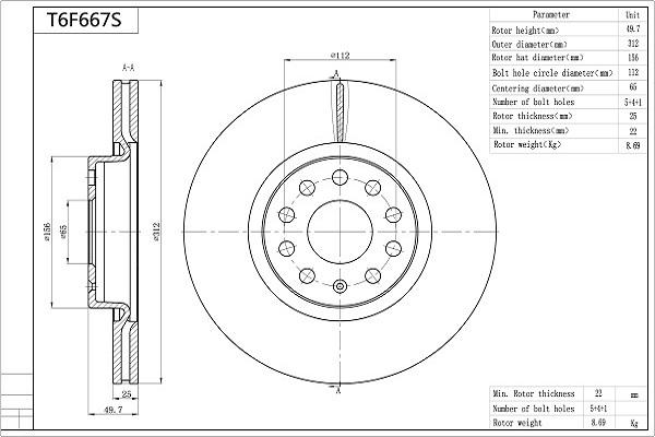 Aisin T6F667S - Discofreno autozon.pro